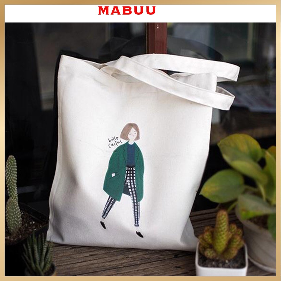 [Mã FAMARAL2 giảm 10K đơn 50K]Túi tote vải đi học vải bố mềm đẹp Canvas giá rẻ Mabuu Store