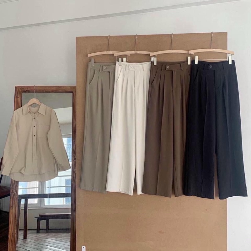 QUẦN ỐNG XUÔNG CẠP LỆCH CÔNG SỞ CHẤT LỤA MÁT LOẠI 1 MS21901