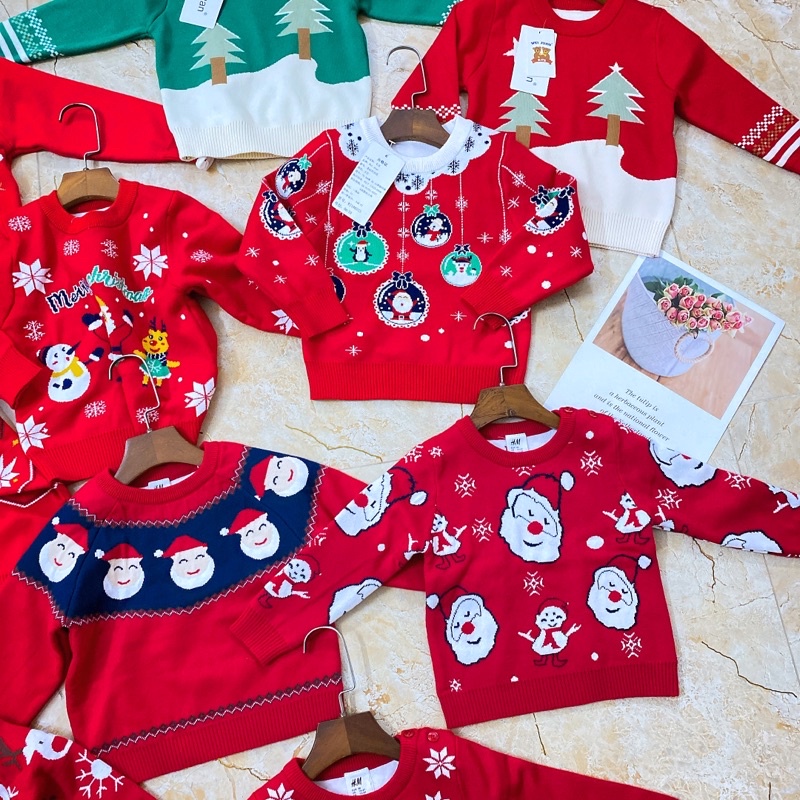 Áo Len Noel Nhiều Mẫu Size 90-130, Áo Len Giáng Sinh 1-5 tuổi.