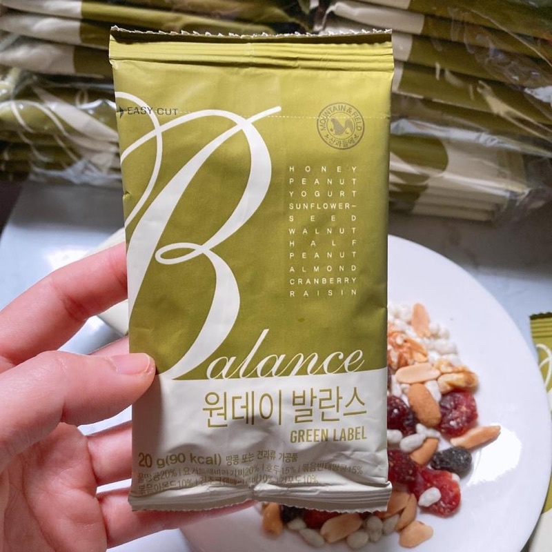 Gói7 loại hạt dinh dưỡng cao cấp Hàn Quốc balance green label 20g ăn phụ hàng ngày