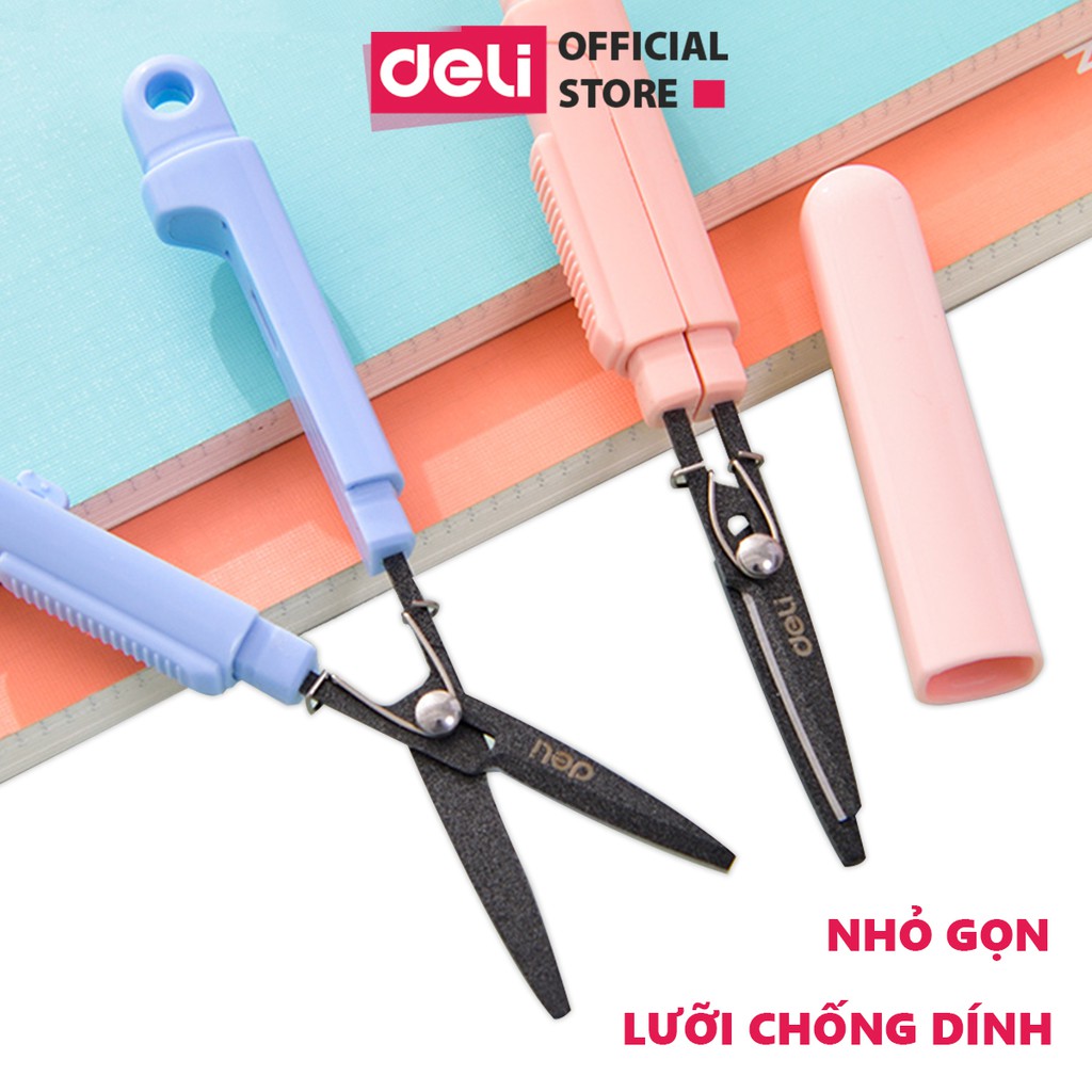 Kéo tiện lợi 105mm Deli - có khóa an toàn - 77761