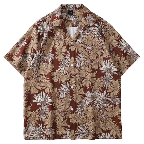 Áo Sơ Mi Dáng Rộng In Họa Tiết Phong Cách Hip Hop Đường Phố Cỡ Lớn M-3XL Thời Trang Mùa Hè Cho Nam