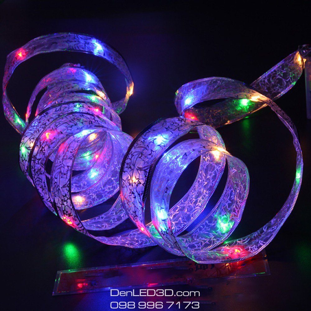 Dây ruy băng đèn Led trang trí cây thông Noel và gói quà