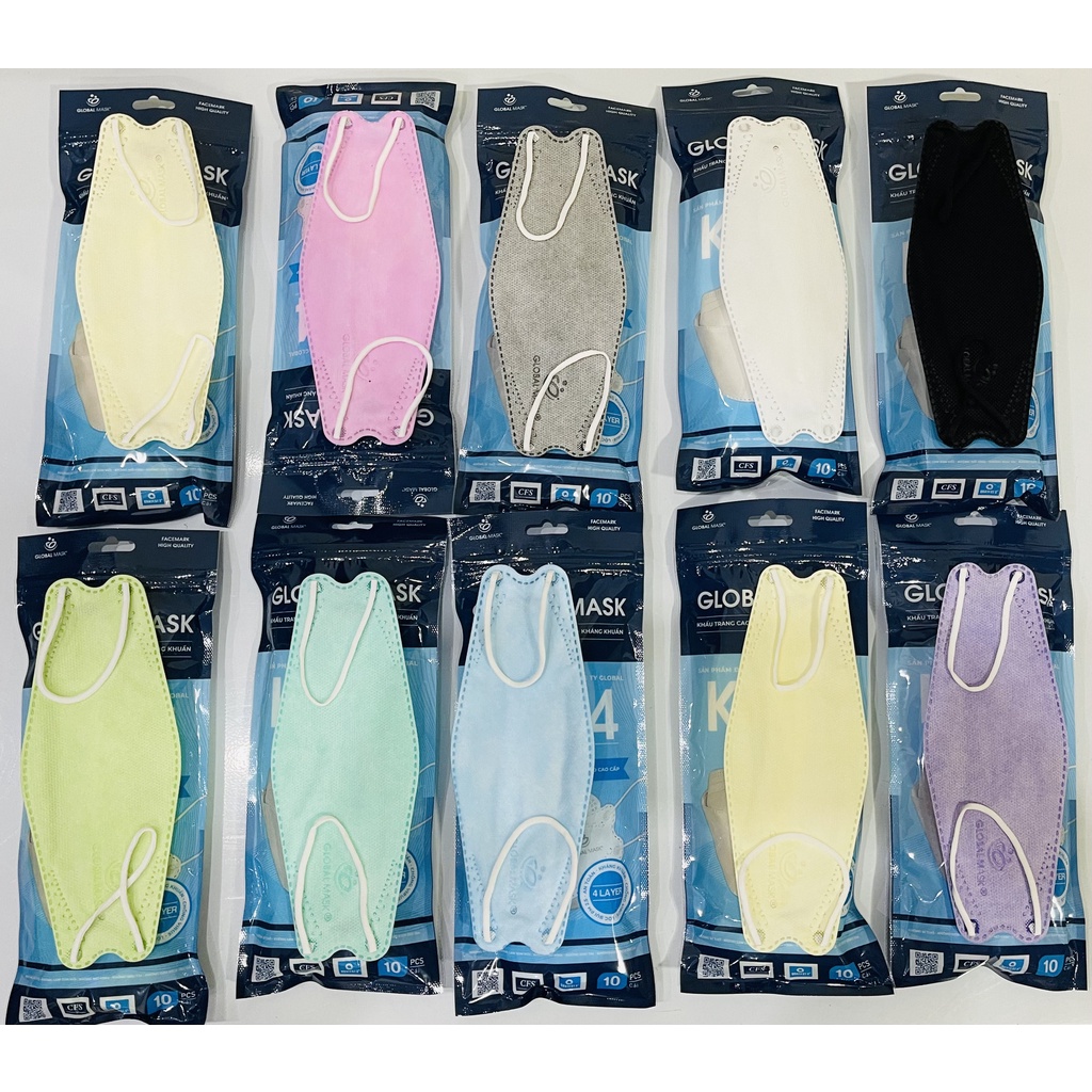 01 cái khẩu trang màu vàng Mask KF94 y tế kháng khuẩn tiêu chuẩn Hàn Quốc có 4 lớp chống dịch người lớn