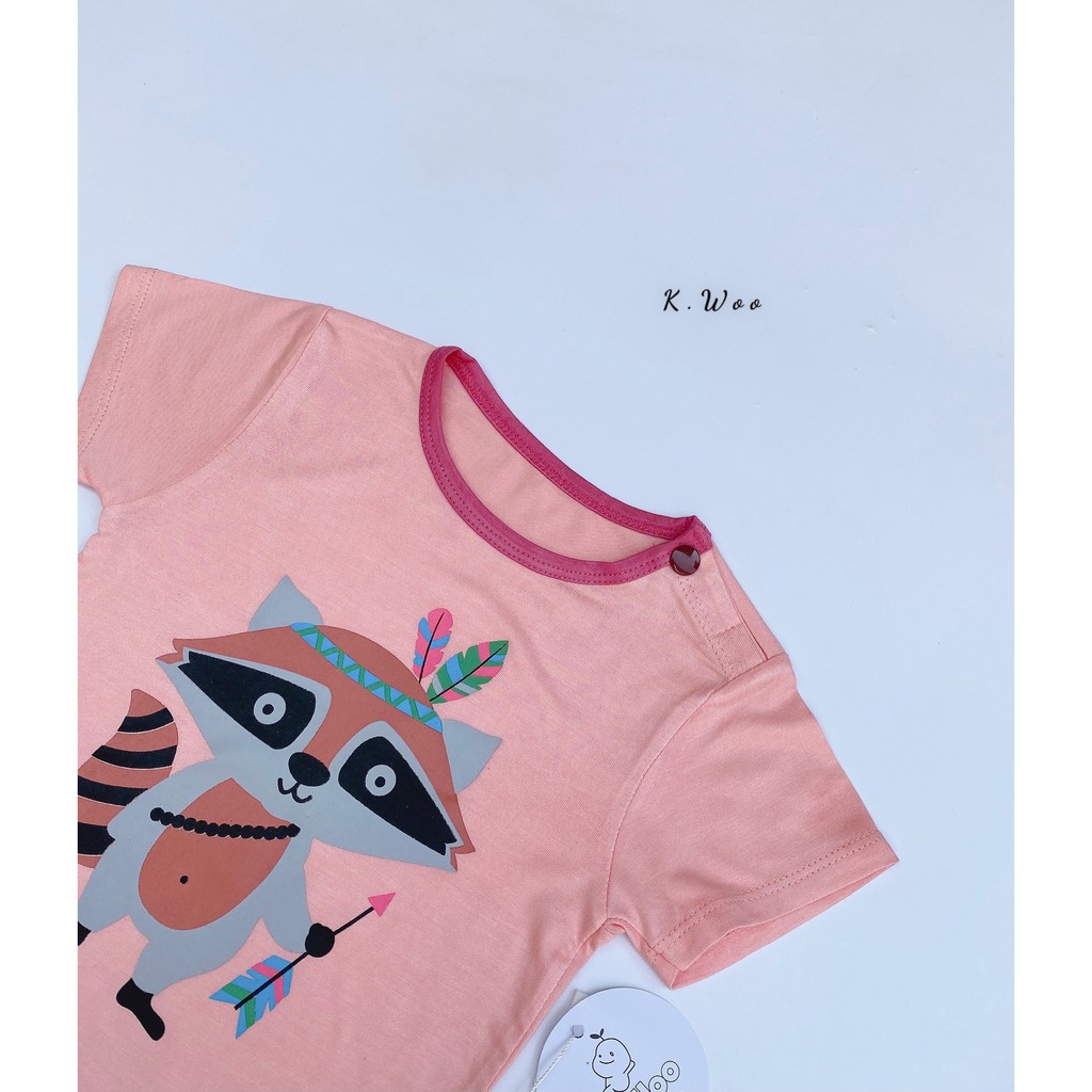 [LOẠI 1] Bộ Cộc Tay Thun Lạnh K.WOO Hình Thổ Dân Siêu Đẹp Túi Zip