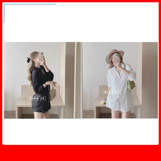 Set quần áo sơ mi công sở ⚡ HÀNG CAO CẤP ⚡ Bộ quần áo freesize, chất vải bông mịn trơn cho nữ
