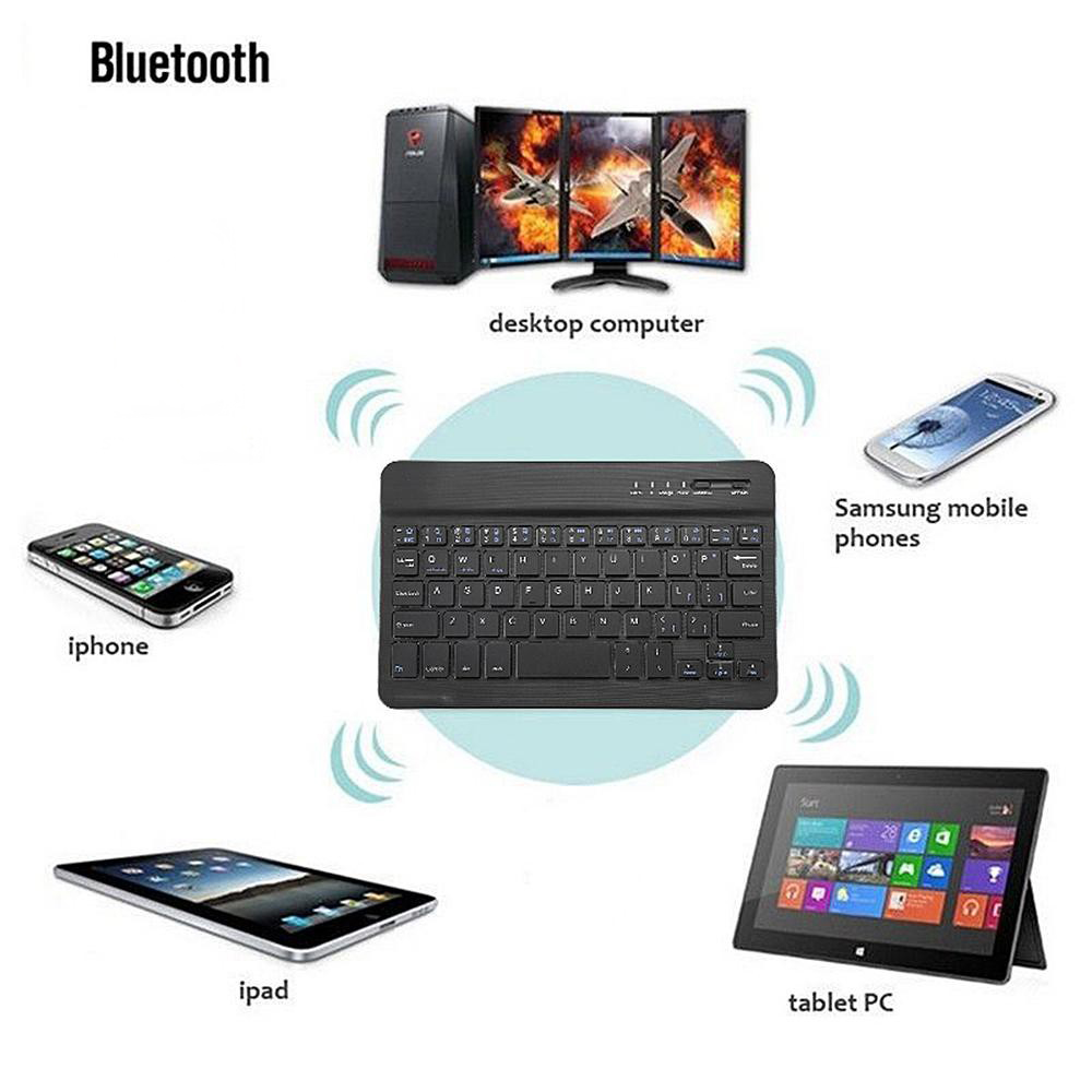 Bàn Phím Bluetooth 3.0 Không Dây Có Thể Sạc Lại Cho Ios & Android & Windows & Tablets & Điện Thoại Và Máy Tính Bảng