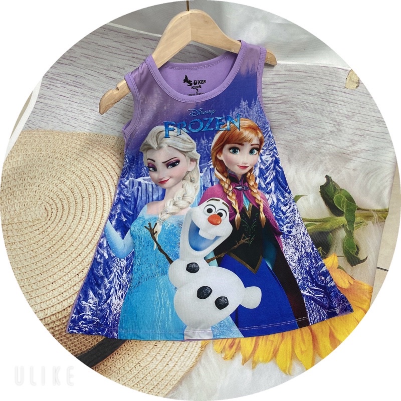 Đầm cotton công chúa Elsa tím