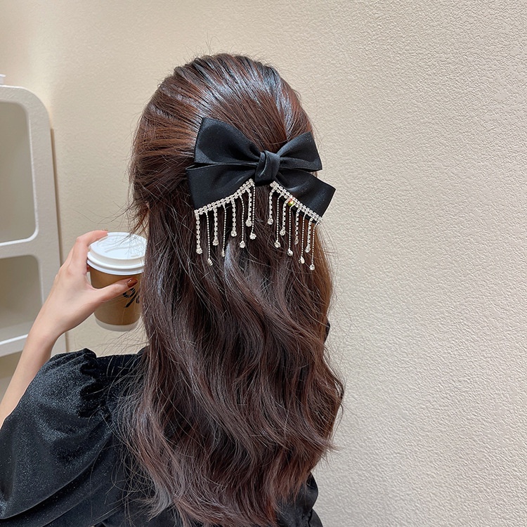 Kẹp tóc nơ đính đá sang chảnh phong cách Hàn Quốc cho nữ
