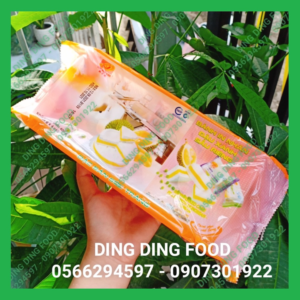 Bánh In Đậu Xanh Sầu Riêng 400g [4 BÁNH] Tân Huê Viên| Bánh In Nhân Dứa| Bánh In Sóc Trăng| Ăn Chay - DING DING FOOD