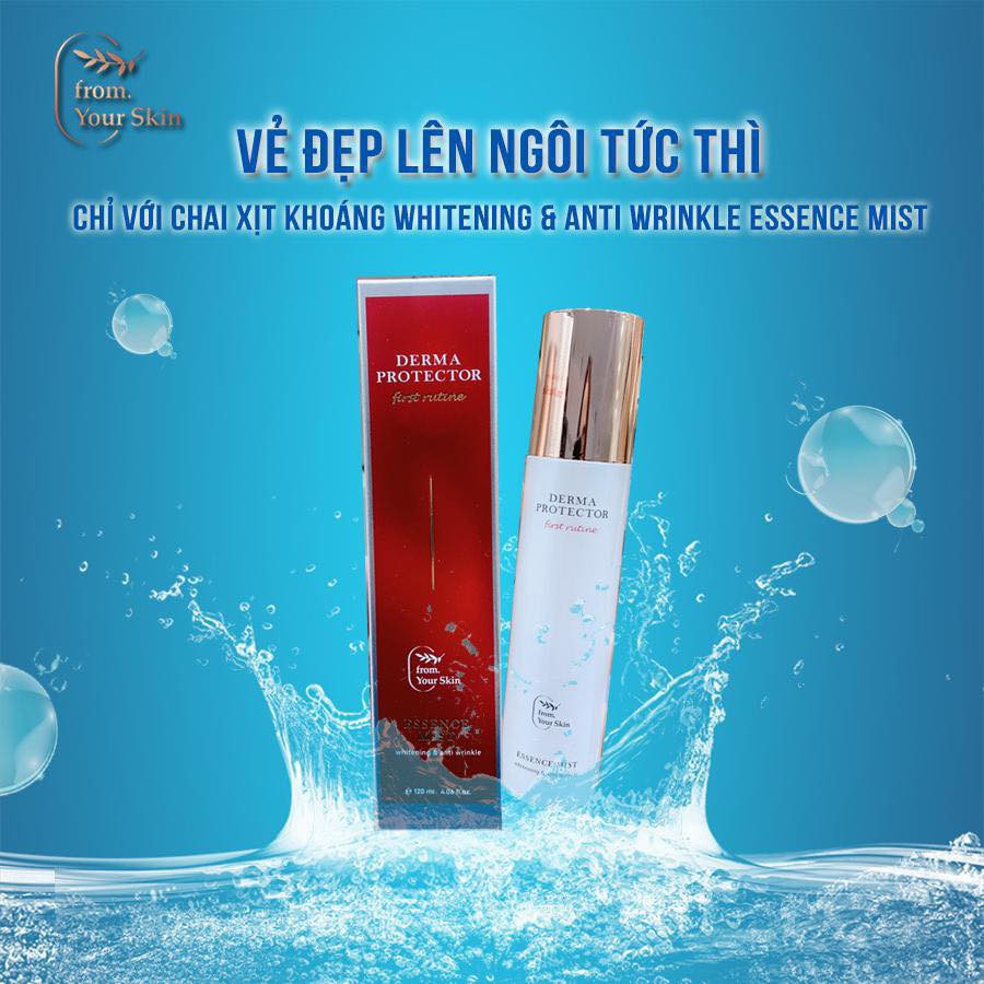 XỊT KHOÁNG DERMA PROTECTOR WHITENING ANTI - WRINKLE ESSENCE MIST FROM YOUR SKIN 120ml