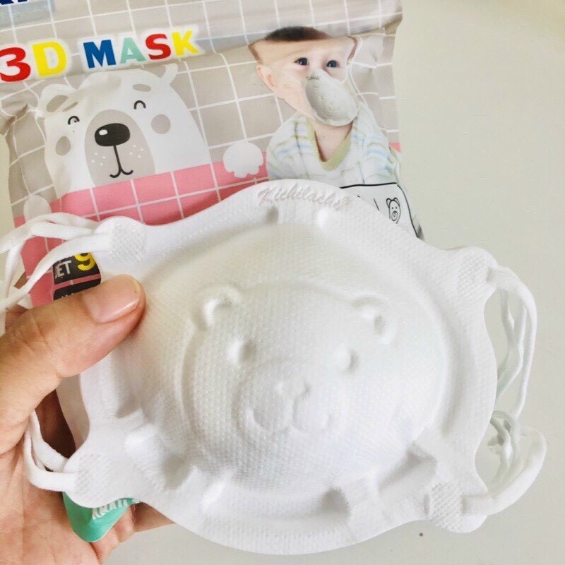 [KHẨU TRANG CHO TRẺ SƠ SINH ] Khẩu Trang Gấu Em Bé KICHI Siêu Mềm Kháng Khuẩn In Hình Gấu 3D,