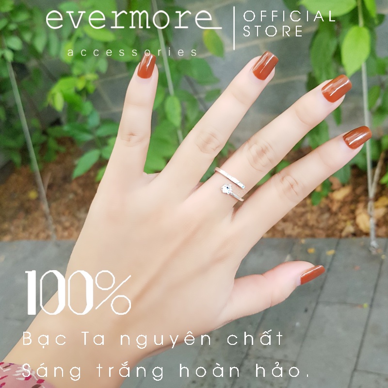 Nhẫn bạc freesize EVERMORE, nhẫn bạc đính đá sao băng Vesta thanh lịch, minimalism - N036