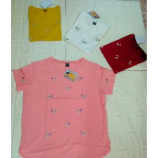 Áo thun cotton thêu lai vạt bầu