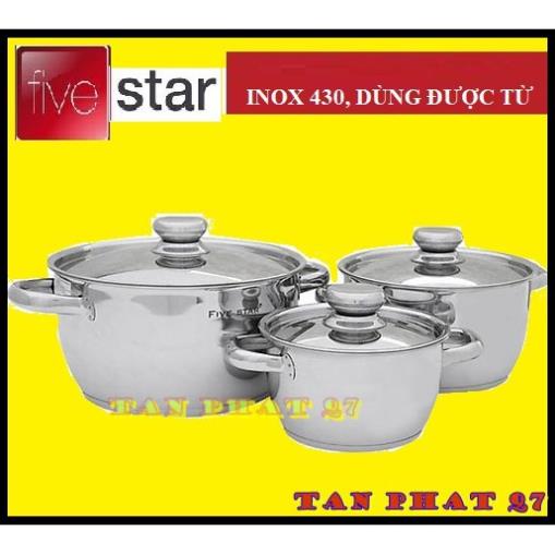 BỘ 3 NỒI INOX 3 ĐÁY FIVESTAR BẢO HÀNH 5 NĂM