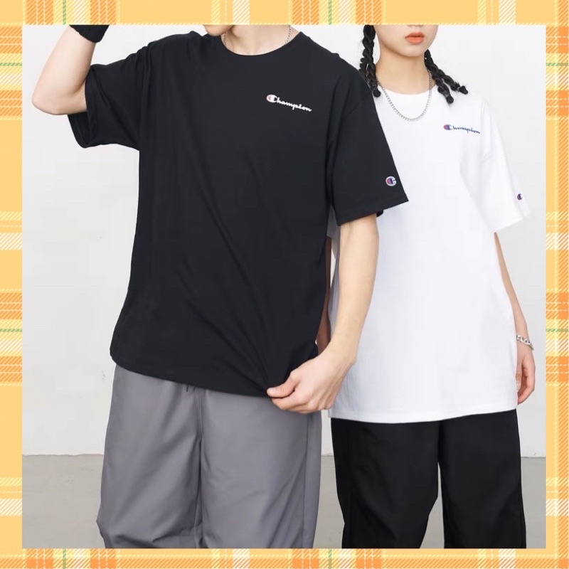 Áo thun thêu chữ 3d thời trang dành cho cặp đôi CHAMPION, áo phông nam nữ unisex