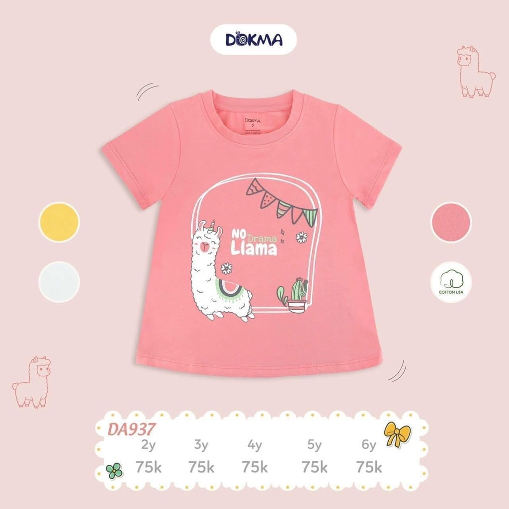 2-6Y Áo cộc tay cổ tròn bé gái Dokma DA937, DA931