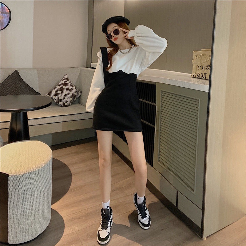 COZOK Đầm tay dài dáng ôm phong cách Hàn Quốc