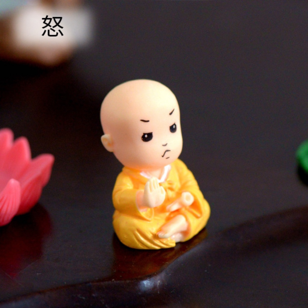 Phụ kiện CHÚ TIỂU NGỒI ĐÀI SEN- Phụ kiện trang trí cây xanh để bàn làm việc, mô hình trang trí cho bể cá, tiểu cảnh