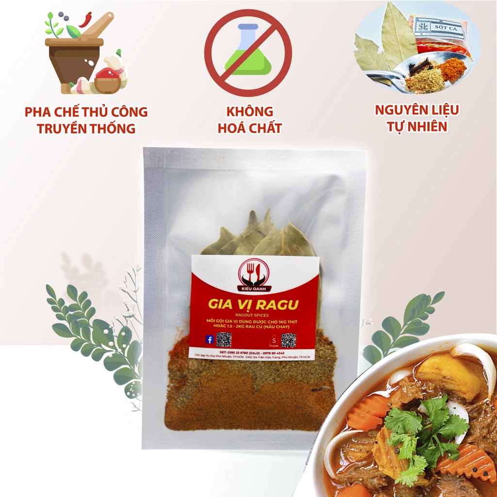 Gia Vị Ragu Lagu Kèm Sốt Cà Tươi KIỀU OANH theo công thức gia truyền chất lượng chay mặn dùng được