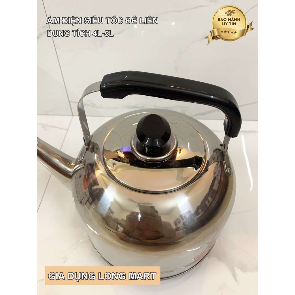 Ấm siêu tốc đế liền 5L ĐẠT TƯỜNG DTDL-04, Ấm điện nước ( Vòi dài ) Tự động ngắt khi nước sôi, Bảo Hành 12 Tháng