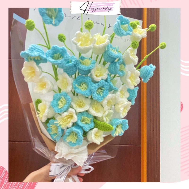 Bó hoa Linh Lan bằng len tặng người thân, Bó hoa chuông handmade tặng người yêu bạn bè