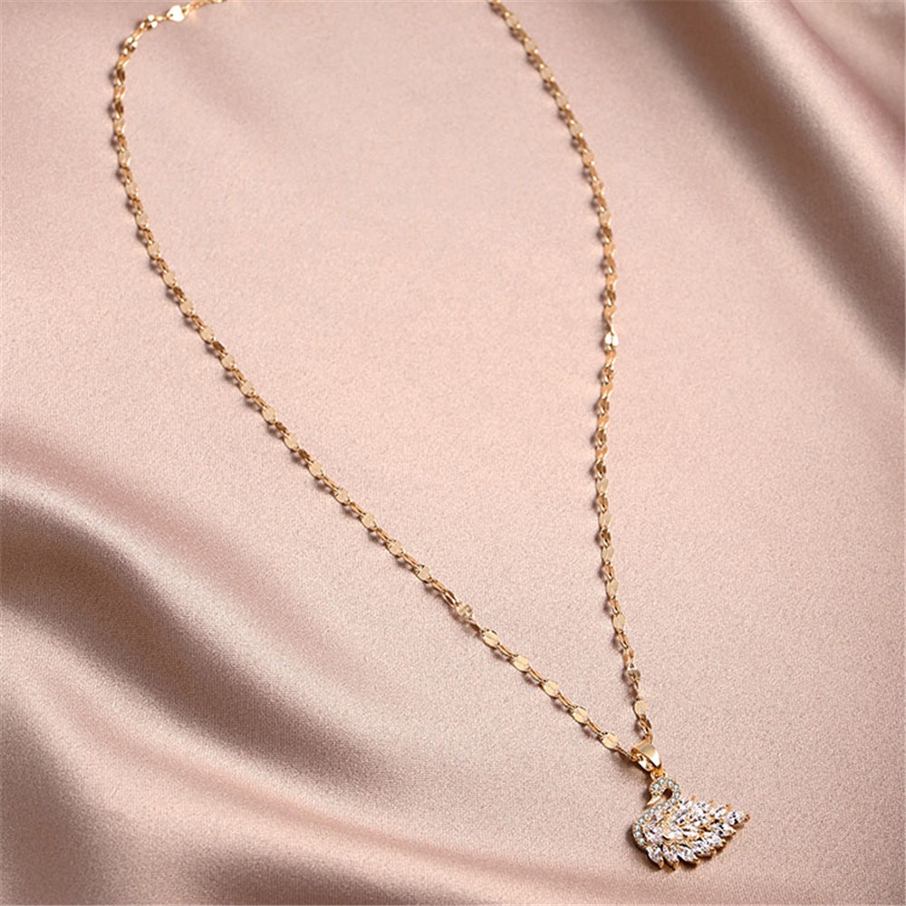 Dây chuyền mặt hình thiên nga đính kim cương đơn giản phong cách Hàn Quốc cho nữ