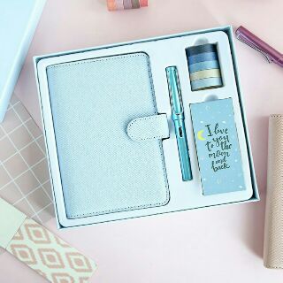 Set sổ planner bìa còng cao cấp hộp quà tặng siêu cute size A6