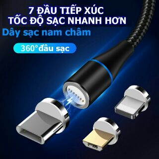 Cáp sạc nam châm đầu tròn xoay 360 độc đáo 2019