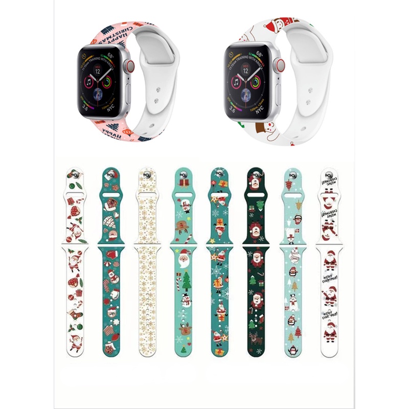 Dây Đeo Silicon Hình Người Tuyết Dễ Thương Cho Đồng Hồ Thông Minh Apple Watch Series 7/6/SE/5/4/3/2/1 38-45mm