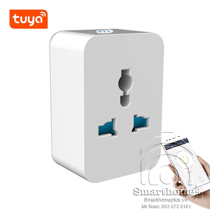 Ổ Cắm Wifi Chân Cắm Đa Năng Điều Khiển Qua App 15A Tuya TC7 Có Đo Công Suất Tiêu Thụ Điện