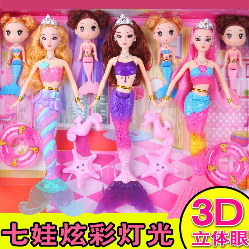 phát sáng công chúa búp bê barbie biết hát bộ đồ chơi nàng tiên cá biệt thự lớn trẻ em và bé gái có thể tu