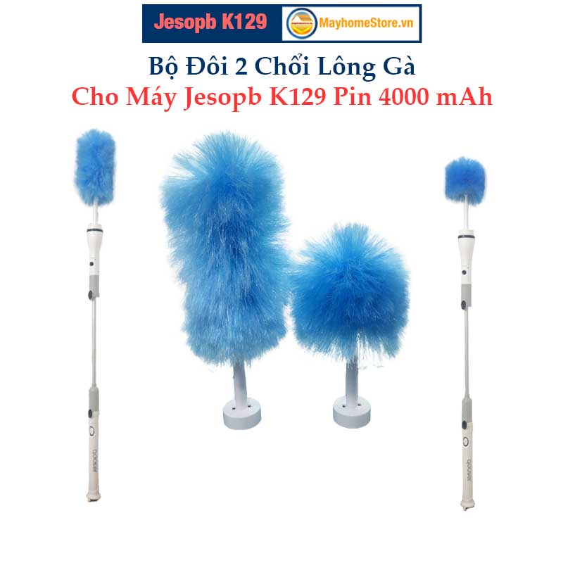 Đôi Chổi Lông Bông Sợi  (Kiểu Lông Gà) Cho Máy Cọ Rửa Vệ Sinh Nhà Tắm Jesopb K129 Pin 4000 mAh