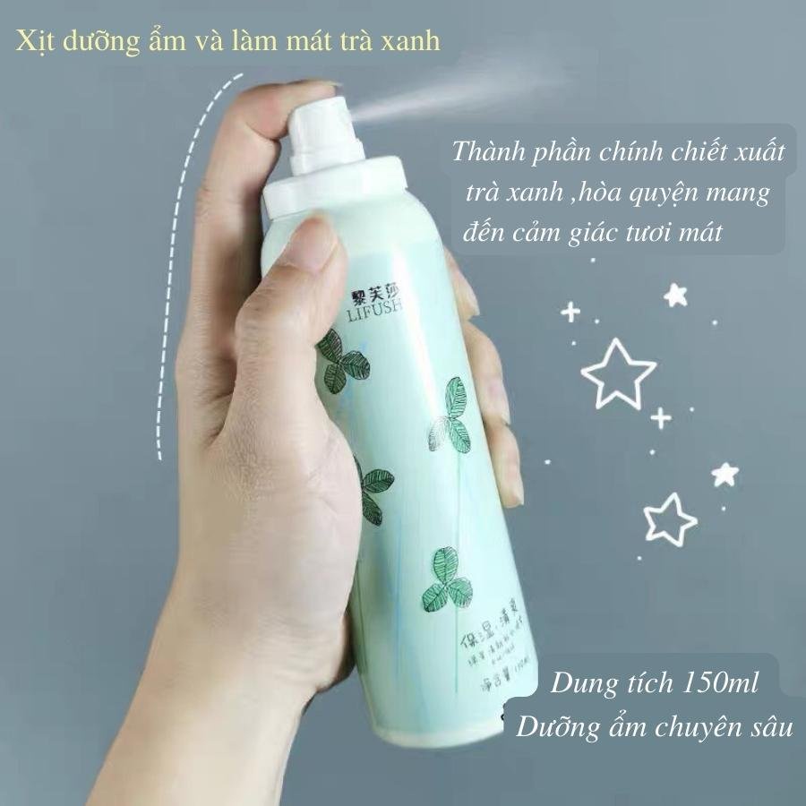 Xịt Khoáng Chiết Xuất Trà Xanh làm dịu giúp giữ ẩm, làm tươi mới làn da Nội địa trung 150ml
