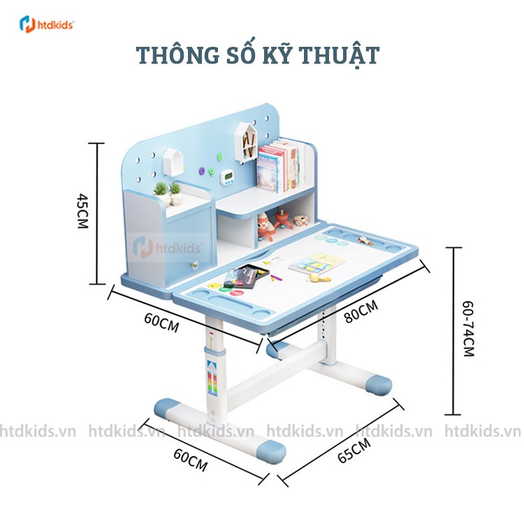 ( Tặng Đèn học tích điện + giá sách + Đồng hồ ) Bộ bàn ghế học sinh thông minh chống gù chống cận cho học sinh tiểu học