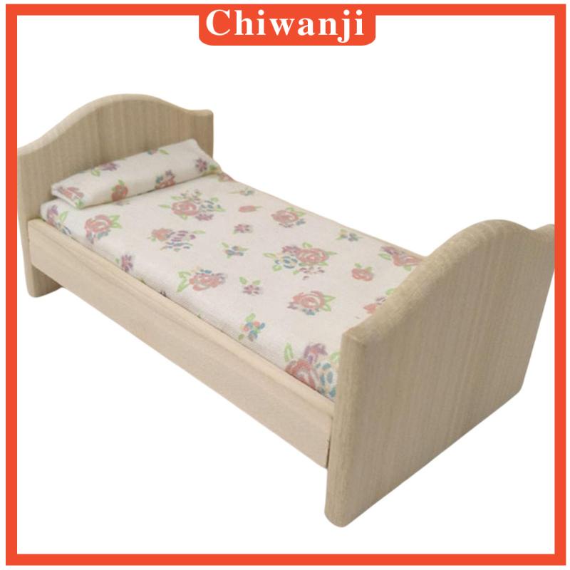 Mô Hình Giường Ngủ Mini Phong Cách Retro Tỉ Lệ 1/12 Trang Trí Nhà Búp Bê