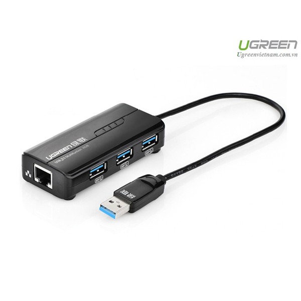 HUB USB 3 cổng 3.0, 2.0 kèm cổng mạng LAN 10/100 Mbps Ethernet UGREEN CR103 20265, 20264 - Hàng chính hãng