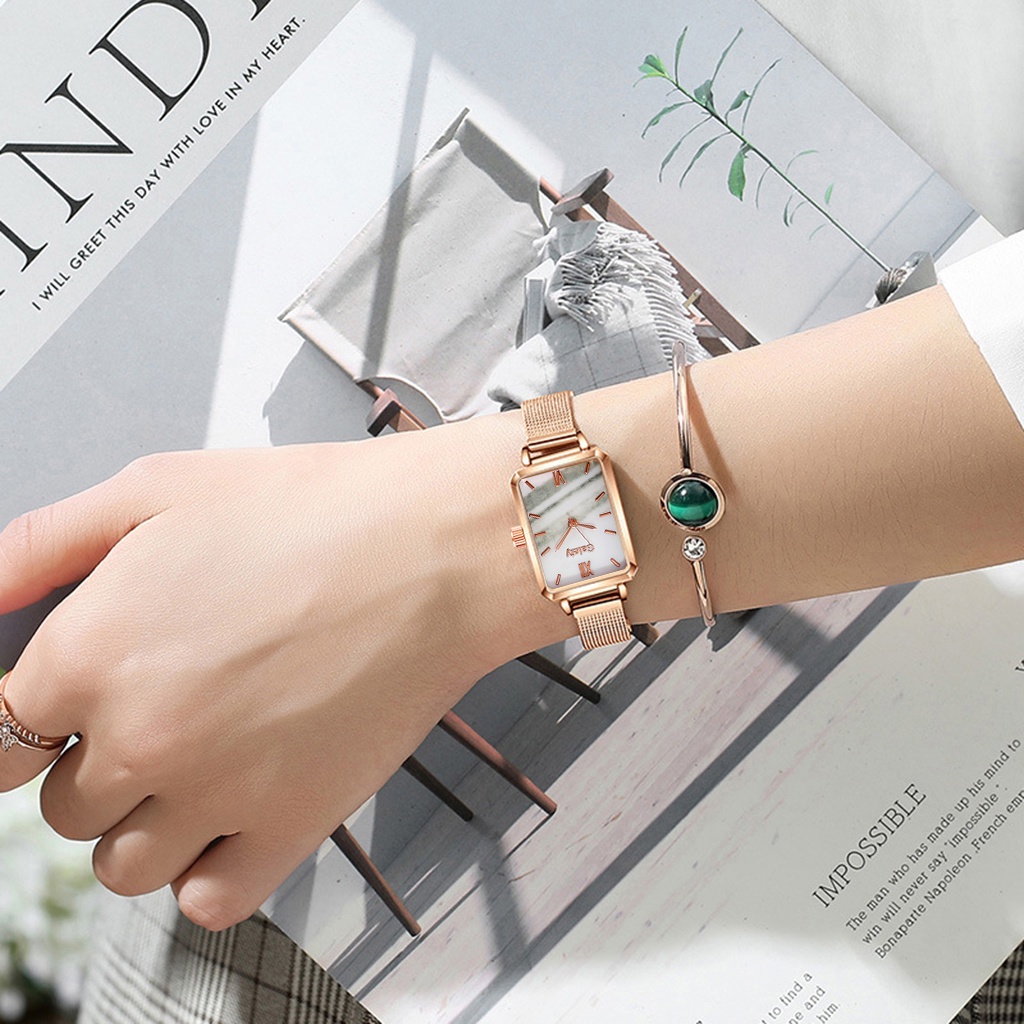 Đồng Hồ Đeo Tay Mặt Vuông Thiết Kế Đơn Giản Thời Trang Cho Nam Và Nữ