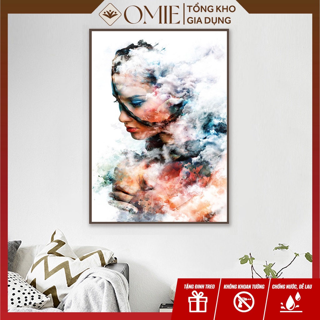 Tranh decor treo tường phòng ngủ, phòng khách chủ đề hình cô gái cách điệu bằng vải canvas cao cấp (Tặng kèm đi 3 chân)