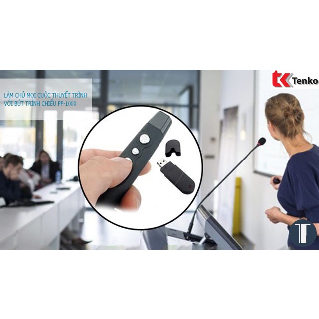 Bút trình chiếu powerpoint vesine VP-101 hỗ trợ giảng dạy thuyết trình, bút lazer kèm túi da phạm vi 100m