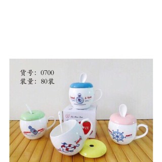 cốc sứ nắp sứ kèm thìa sứ