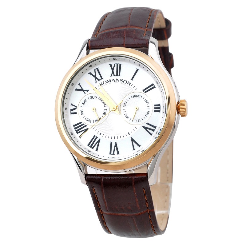 Đồng hồ Romanson Classic Men Watch TL3204FMCWH nam máy Thụy Sĩ kính chống xước dây da cao cấp chính hãng