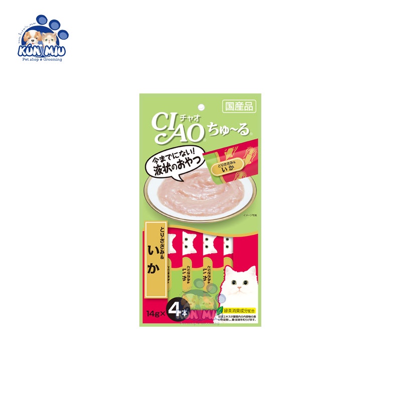 { Hàng Chính Hãng Công Ty} Súp Ciao Churu, Súp Thưởng Cho Mèo, Gói 4 Thanh