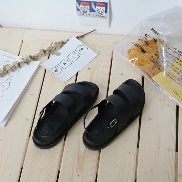 Sandal cao su nữ 2 quai ngang đế bánh mì
