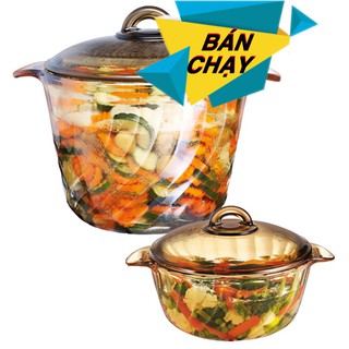 Bộ 2 nồi thủy tinh Luminarc Trianon Amberline 2.5L - 3.5L