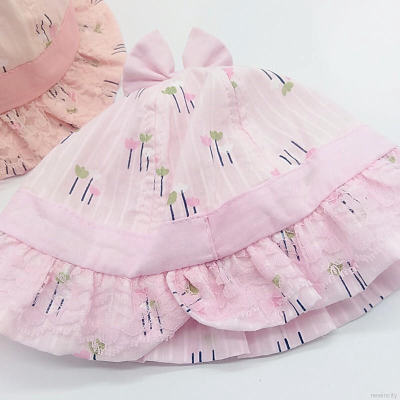 Nón Bucket phối ren hoa phong cách công chúa cho bé gái