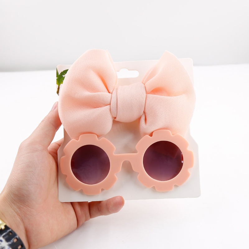 Set Kính Mát + Băng Đô Nơ In Họa Tiết Hoạt Hình Dùng Làm Phụ Kiện Chụp Ảnh Cho Bé Gái