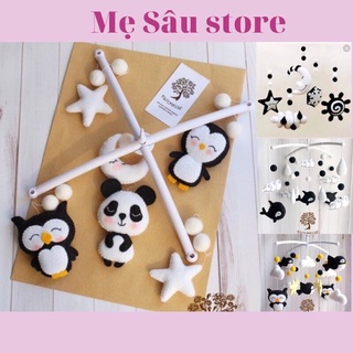 Đồ chơi treo nôi đen trắng cho bé sơ sinh kích thích thị giác xoay phát nhạc