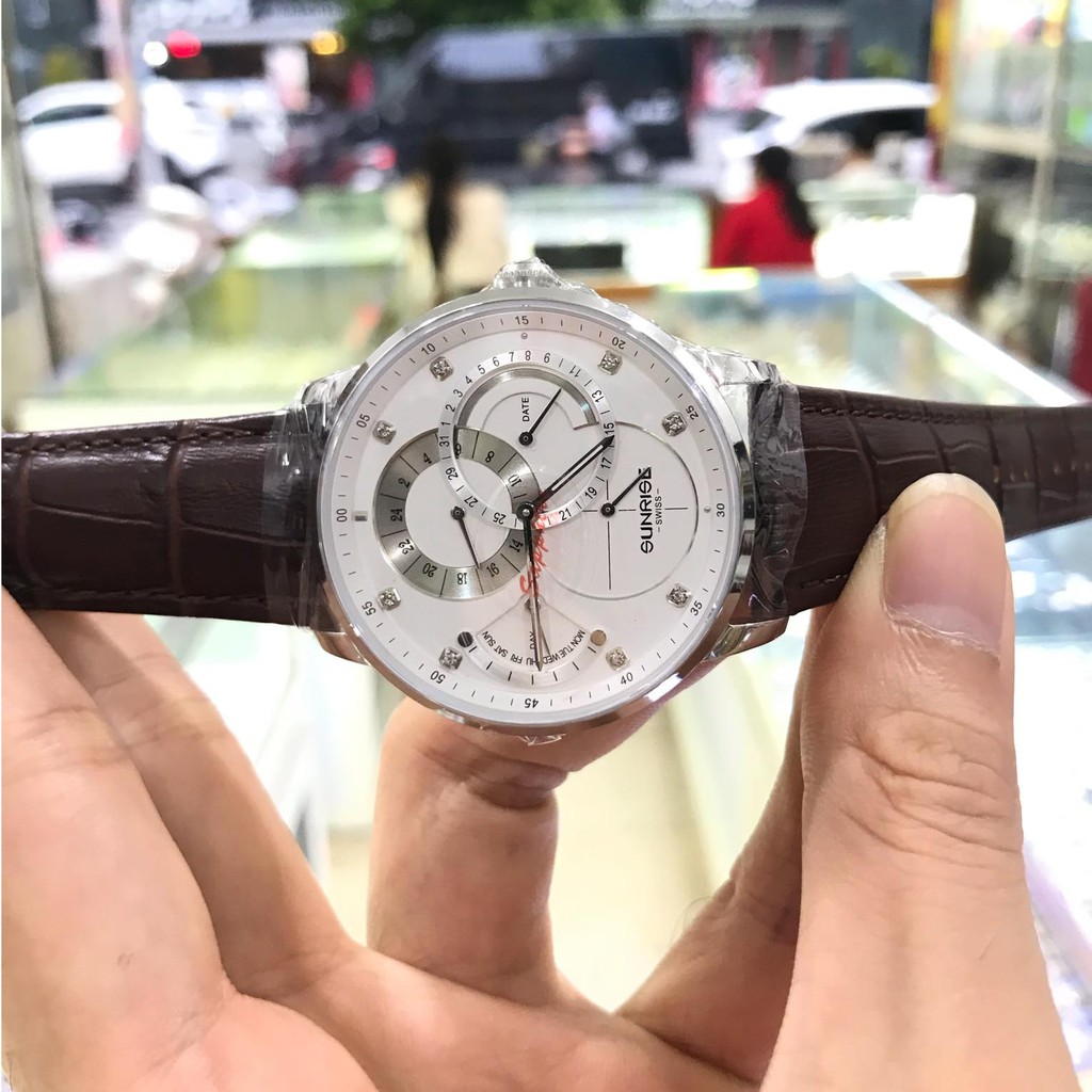 Đồng hồ nam SUNRISE 1146PA Full hộp, thẻ chính hãng, Kính Saphire chống xước chống nước tốt