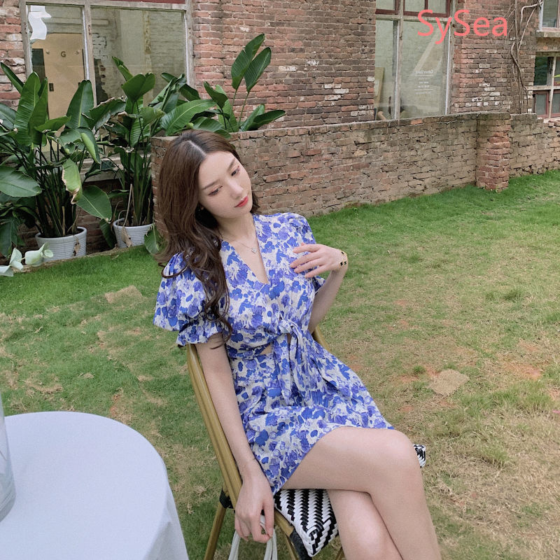 Đầm Hoa Ngắn Tay Thời Trang Mùa Hè Retro Pháp Dành Cho Nữ